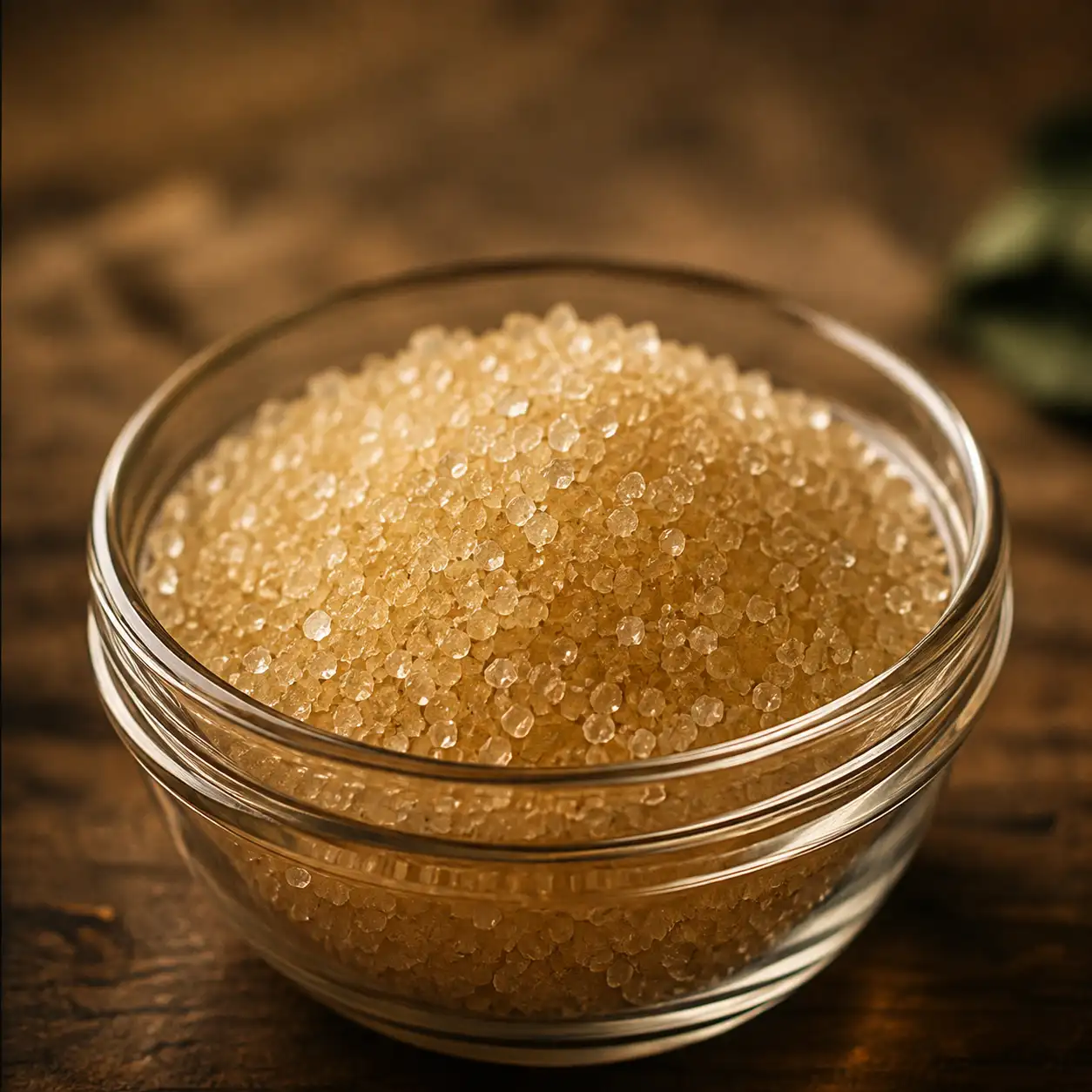 A glass bowl filled with sugar, ready to be used in making Touch O Magic Lemonade.